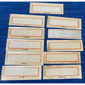 Vintage NOS Lot Motor Oil Water Decal SAE 20 40 90 140 Gas Pump Lubester Old 73B